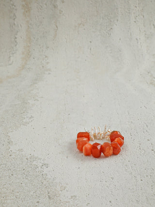 Ember Bloom — Red Agate & Freshwater Pearl Bracelet
