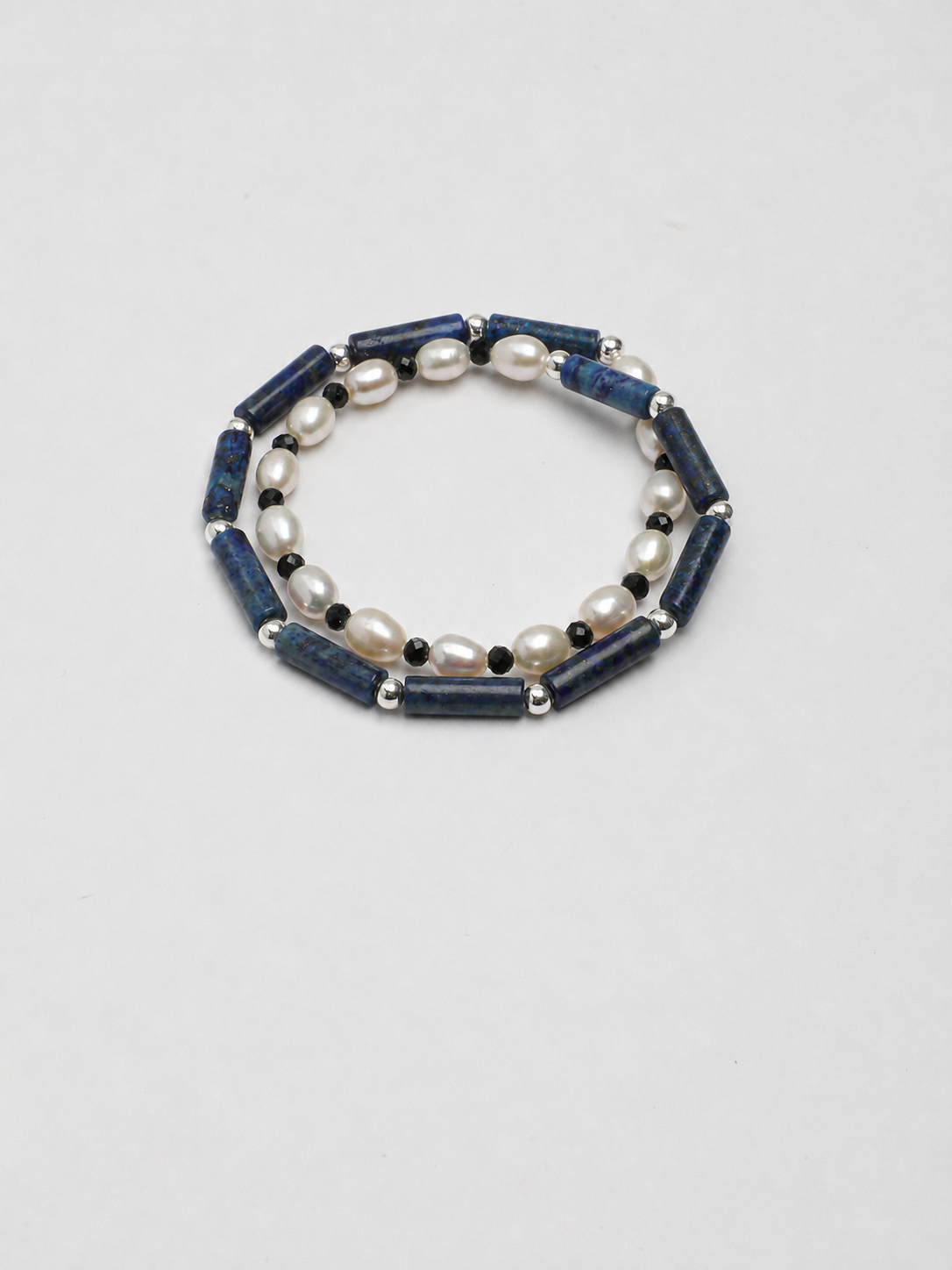 Lunar Shield — Lapis Lazuli & Freshwater Pearl Bracelet