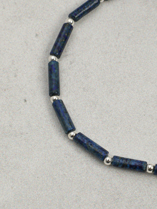 Lunar Shield — Lapis Lazuli & Freshwater Pearl Bracelet