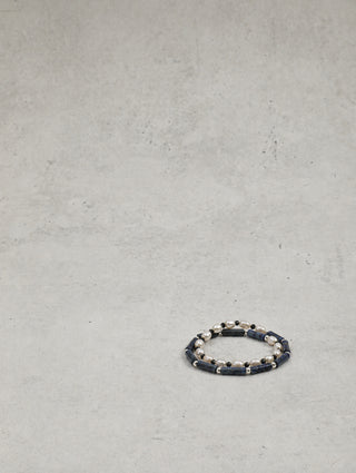 Lunar Shield — Lapis Lazuli & Freshwater Pearl Bracelet