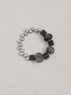 Shadow Bridge — Black Rutilated Quartz & Pearl Bracelet
