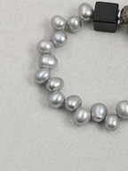 Shadow Bridge — Black Rutilated Quartz & Pearl Bracelet