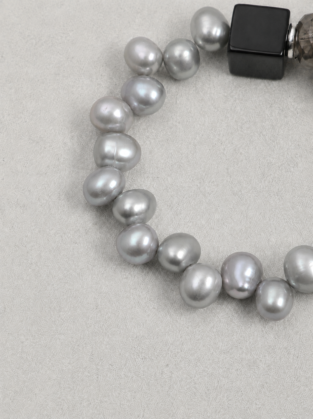 Shadow Bridge — Black Rutilated Quartz & Pearl Bracelet