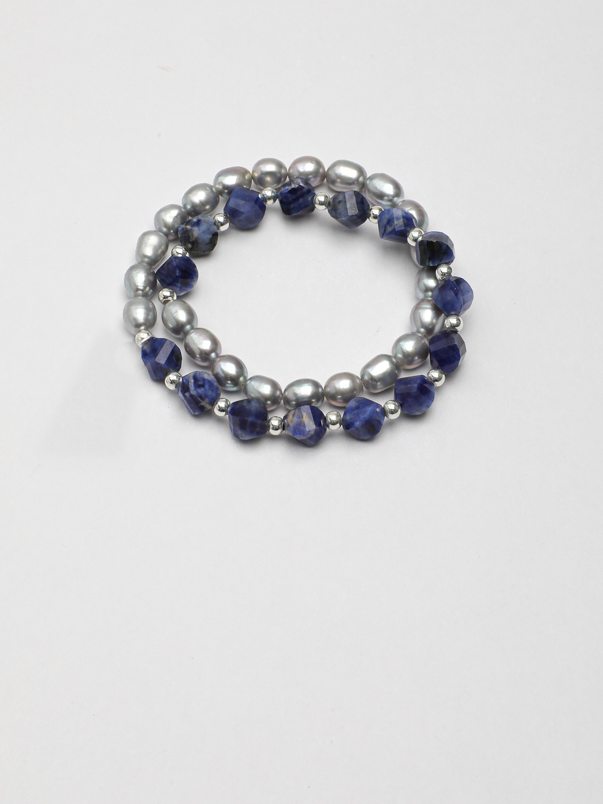 Misty Blue — Blue Stone & Freshwater Pearl Bracelet