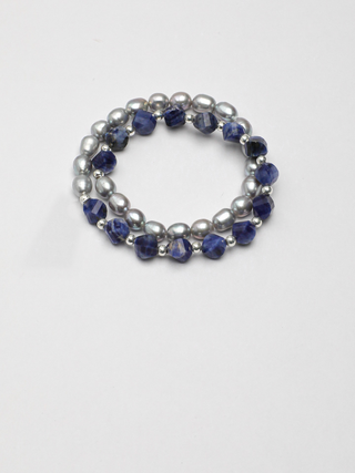 Misty Blue — Blue Stone & Freshwater Pearl Bracelet