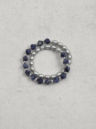 Misty Blue — Blue Stone & Freshwater Pearl Bracelet