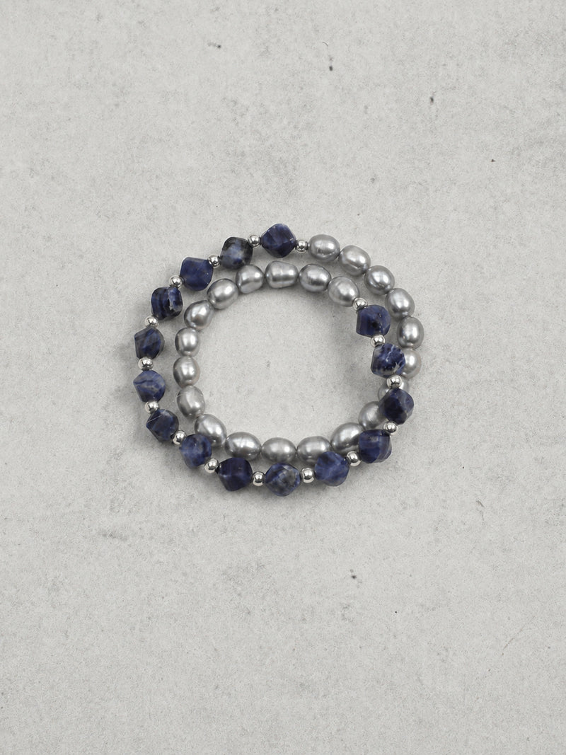 Misty Blue — Blue Stone & Freshwater Pearl Bracelet