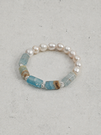 Pale Tides — Freshwater Pearl & Blue Lace Bracelet