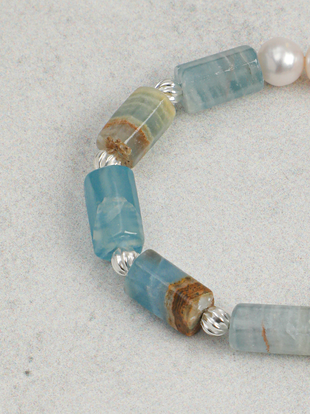 Pale Tides — Freshwater Pearl & Blue Lace Bracelet