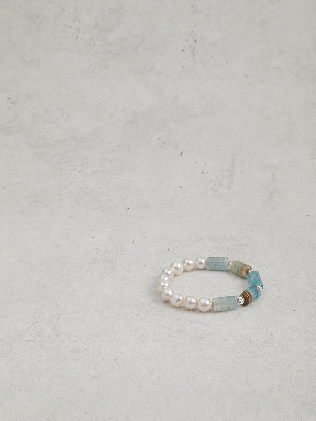 Pale Tides — Freshwater Pearl & Blue Lace Bracelet