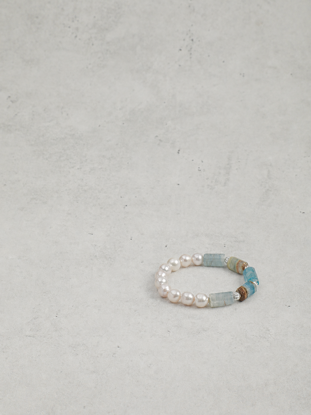 Pale Tides — Freshwater Pearl & Blue Lace Bracelet