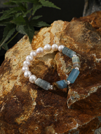 Pale Tides — Freshwater Pearl & Blue Lace Bracelet