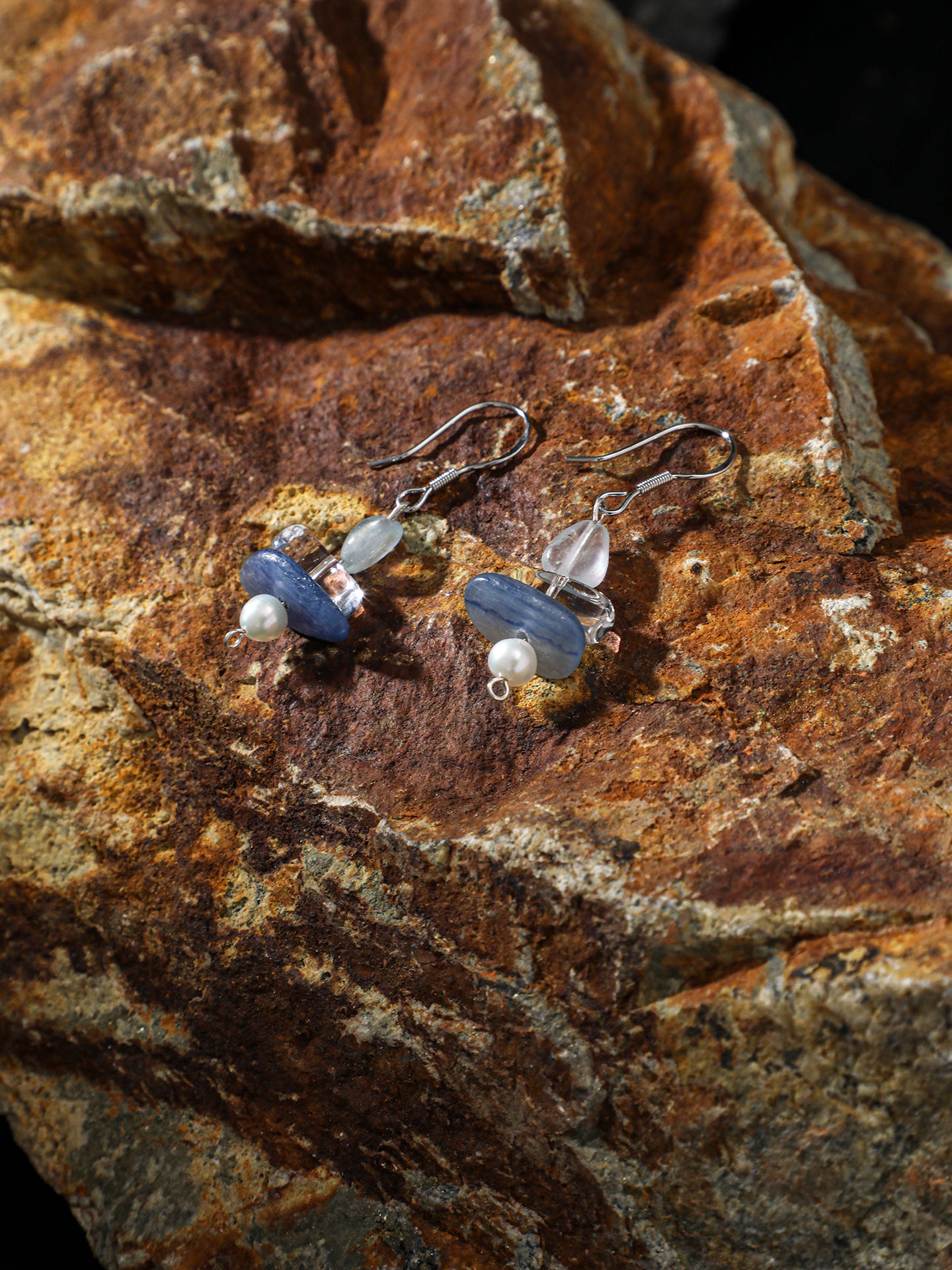 Blue Snow — Aquamarine & Crystal Drop Earrings