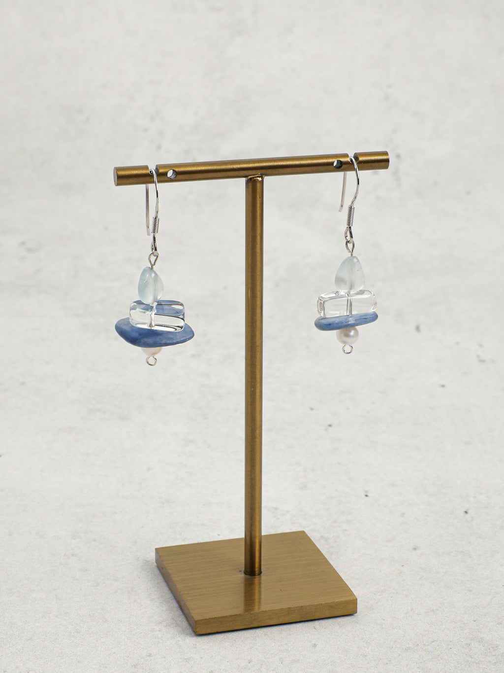 Blue Snow — Aquamarine & Crystal Drop Earrings