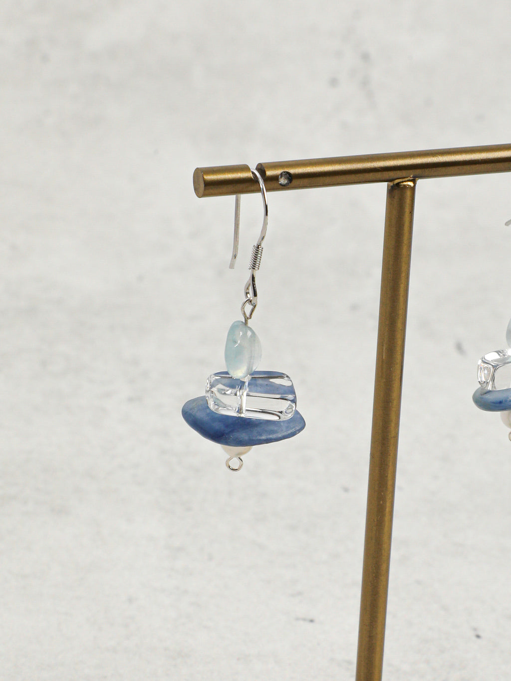 Blue Snow — Aquamarine & Crystal Drop Earrings