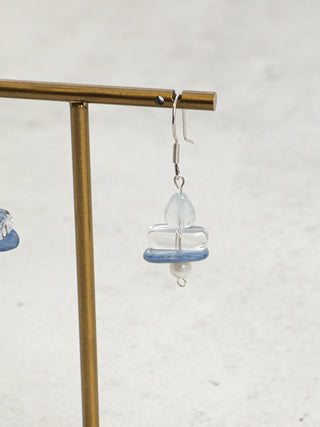 Blue Snow — Aquamarine & Crystal Drop Earrings
