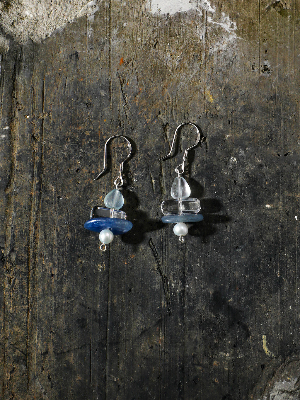 Blue Snow — Aquamarine & Crystal Drop Earrings