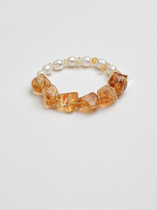 Golden Drift — Citrine & Freshwater Pearl Bracelet