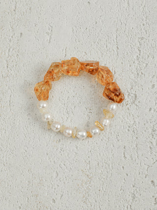 Golden Drift — Citrine & Freshwater Pearl Bracelet