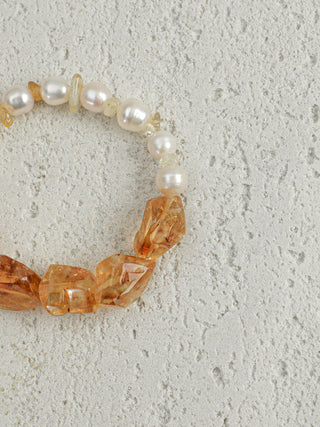 Golden Drift — Citrine & Freshwater Pearl Bracelet