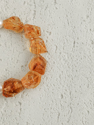 Golden Drift — Citrine & Freshwater Pearl Bracelet