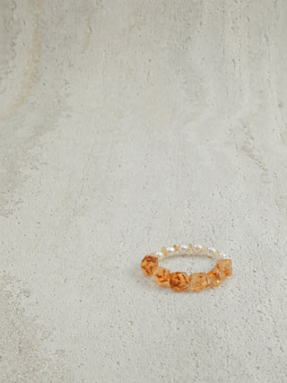 Golden Drift — Citrine & Freshwater Pearl Bracelet