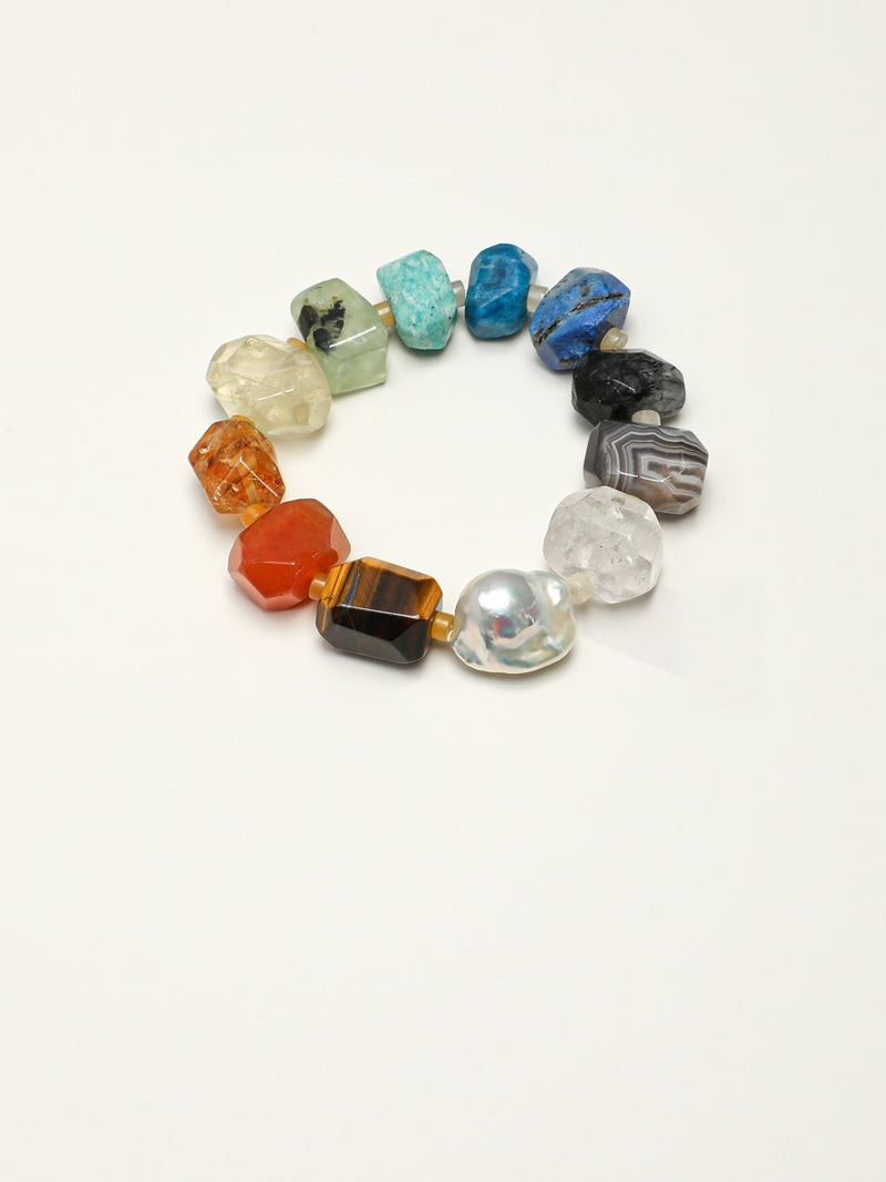 Prismatic — Multigemstone & Baroque Pearl Bracelet