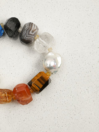 Prismatic — Multigemstone & Baroque Pearl Bracelet