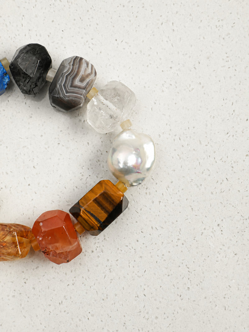 Prismatic — Multigemstone & Baroque Pearl Bracelet