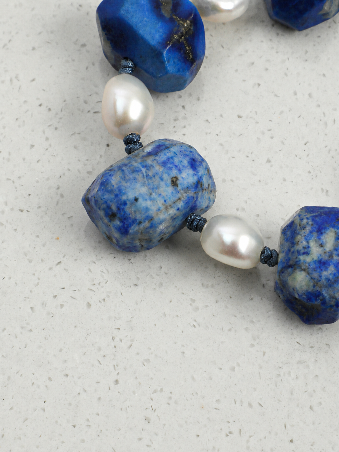 Mineral Tide — Lapis Lazuli & Pearl Bracelet | LUNEORAE