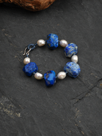 Mineral Tide — Lapis Lazuli & Pearl Bracelet | LUNEORAE