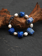 Mineral Tide — Lapis Lazuli & Pearl Bracelet | LUNEORAE