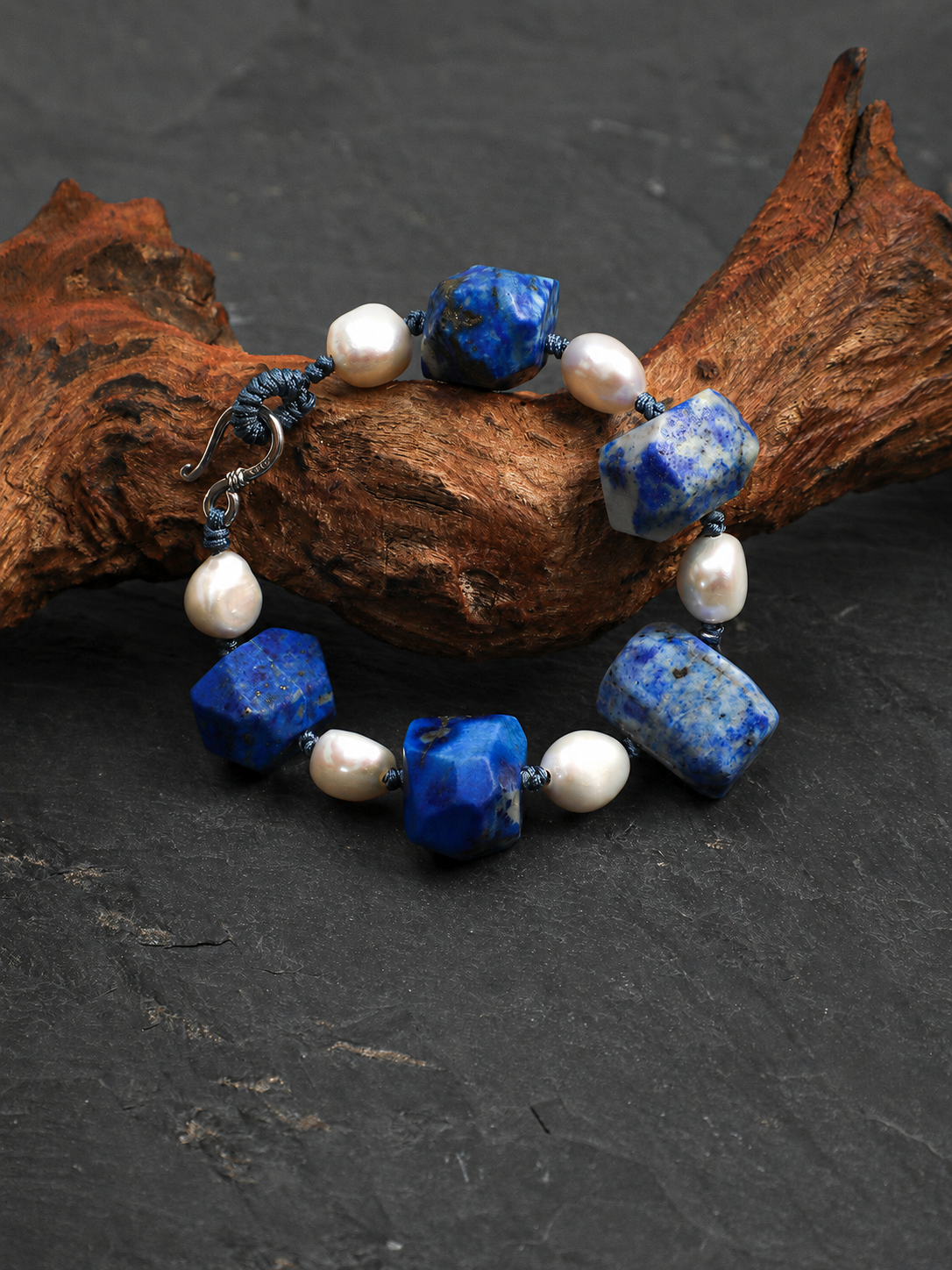 Mineral Tide — Lapis Lazuli & Pearl Bracelet | LUNEORAE