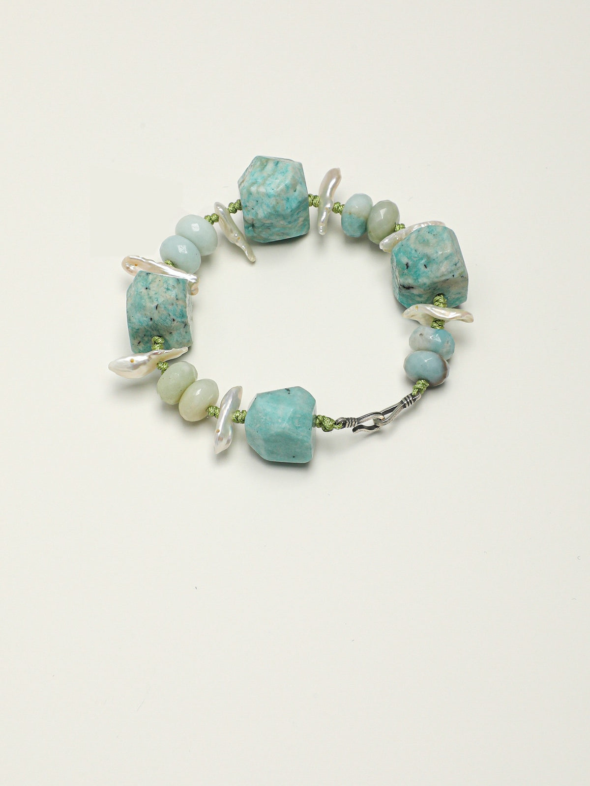 Cloud River — Amazonite & Baroque Pearl Bracelet