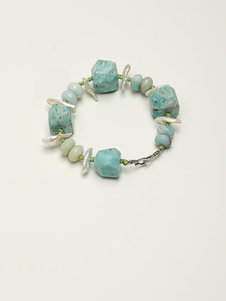 Cloud River — Amazonite & Baroque Pearl Bracelet