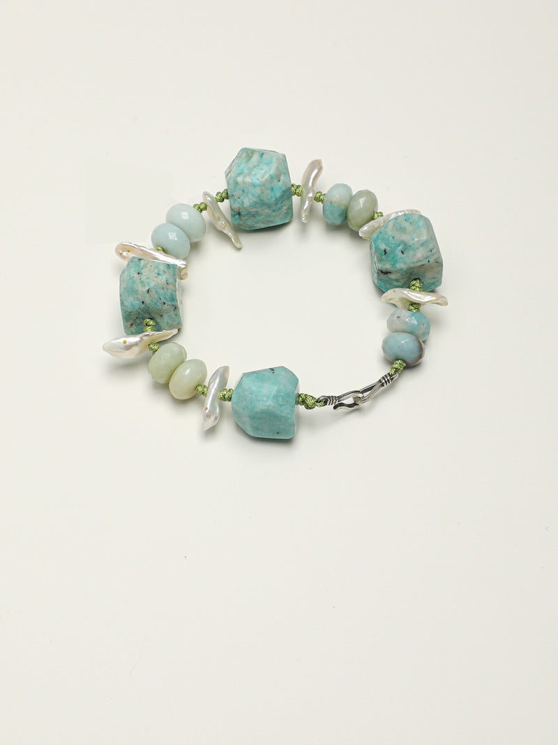 Cloud River — Amazonite & Baroque Pearl Bracelet