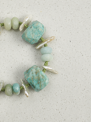 Cloud River — Amazonite & Baroque Pearl Bracelet