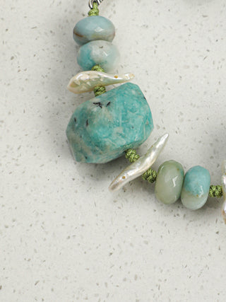 Cloud River — Amazonite & Baroque Pearl Bracelet