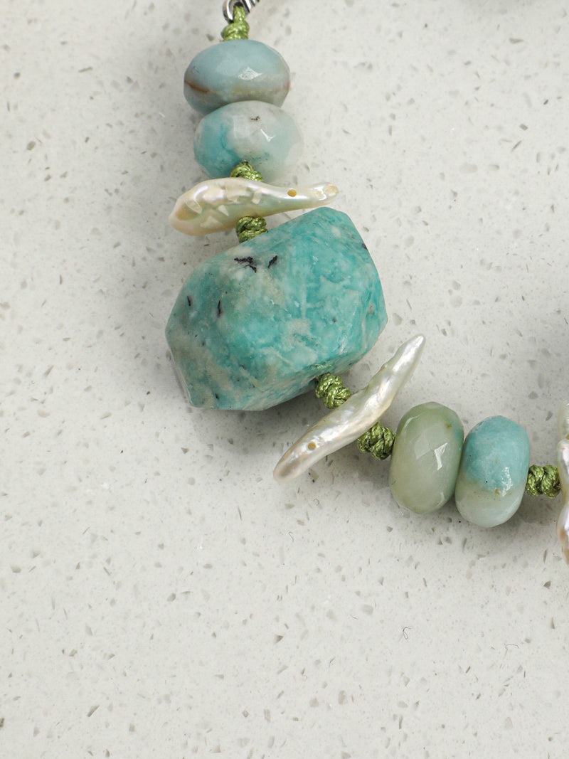 Cloud River — Amazonite & Baroque Pearl Bracelet