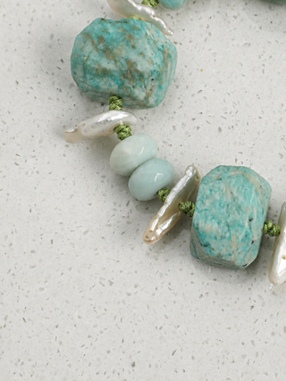 Cloud River — Amazonite & Baroque Pearl Bracelet