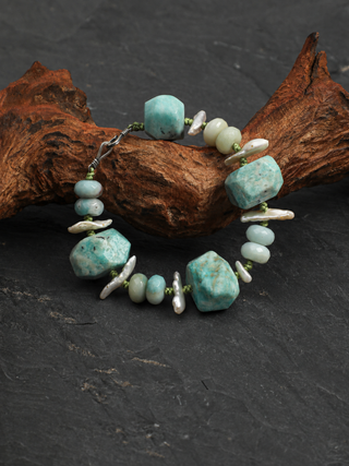 Cloud River — Amazonite & Baroque Pearl Bracelet