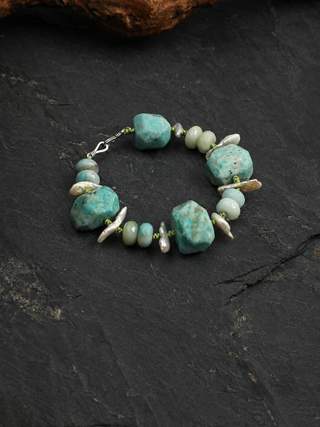 Cloud River — Amazonite & Baroque Pearl Bracelet