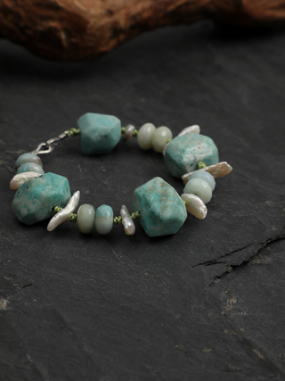Cloud River — Amazonite & Baroque Pearl Bracelet