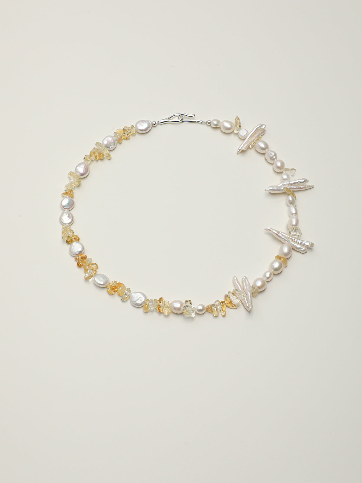 Golden Tides — Citrine & Baroque Pearl Necklace