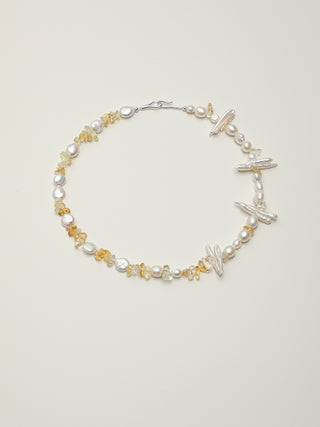 Golden Tides — Citrine & Baroque Pearl Necklace