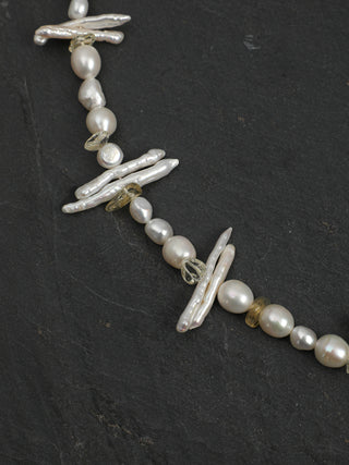 Golden Tides — Citrine & Baroque Pearl Necklace