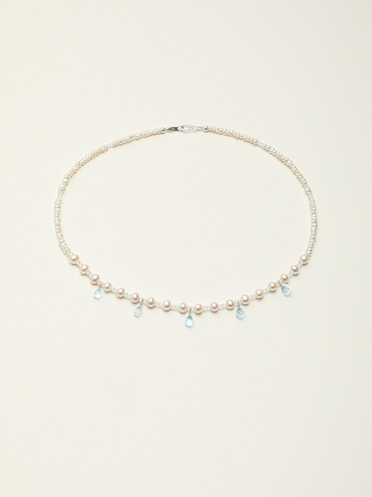 Crystal Cascade — Pearl & Blue Topaz Necklace