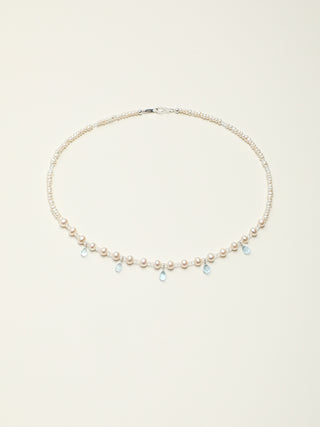Crystal Cascade — Pearl & Blue Topaz Necklace