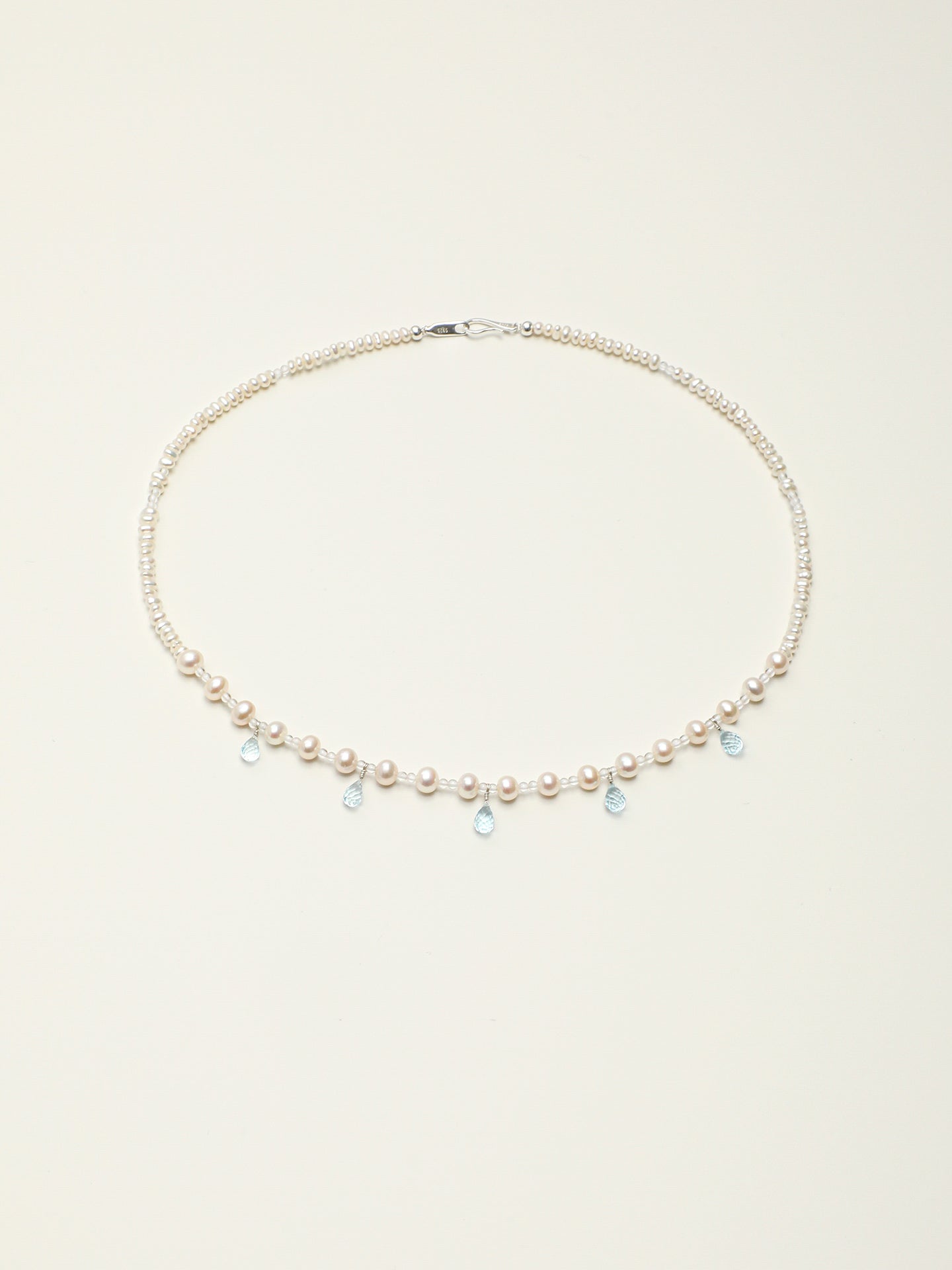 Crystal Cascade — Pearl & Blue Topaz Necklace
