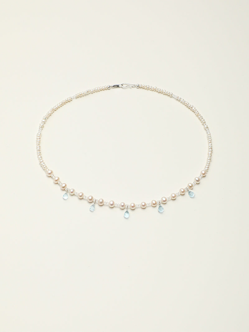 Crystal Cascade — Pearl & Blue Topaz Necklace